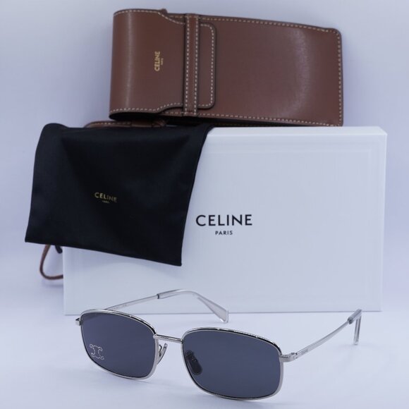 Celine CL40285U RHINESTONE TRIOMPHE 16A Sunglasses  Palladium Rectangle Frame - Picture 10 of 10